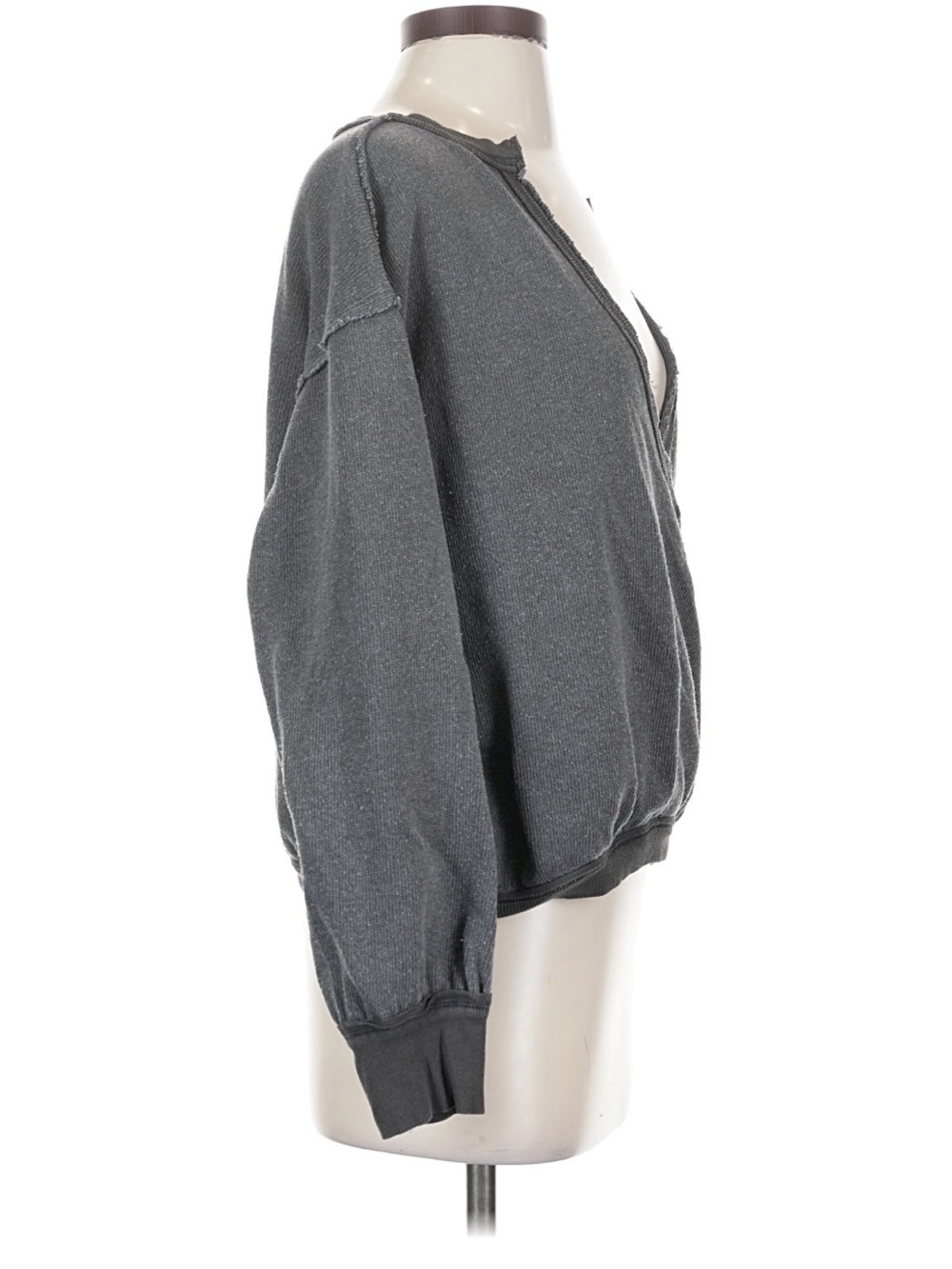 We The Free Charcoal Wrap Pullover Sweatshirt - Picture 3 of 5